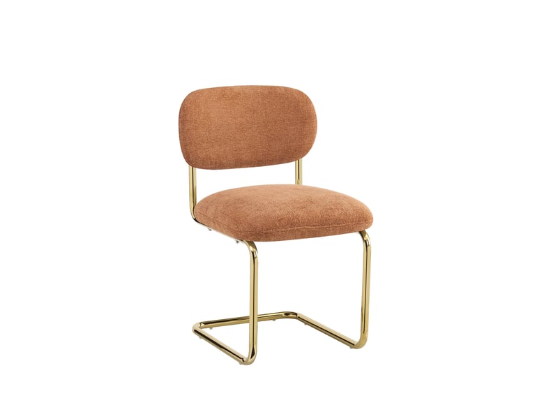  Lot de 4 chaises salle à manger tissu terracotta, pied doré - arc  - Conforama C