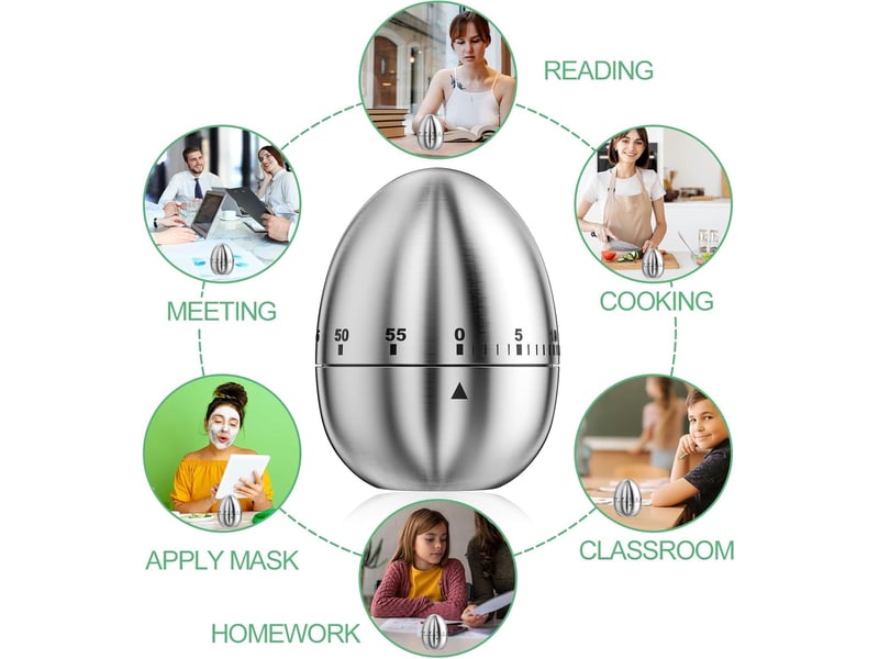  Minuteur à œufs inoxydable,alarme rotative mécanique, timer cuisine de 60 minutes, pour la cuisine cuisson pâtisserie sport No Commercial reference - Conforama E