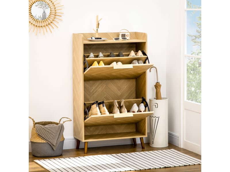  Meuble à chaussures à 2 abattants 70 x 30 x 120 cm pour petit entrée salon chambre  - Conforama W