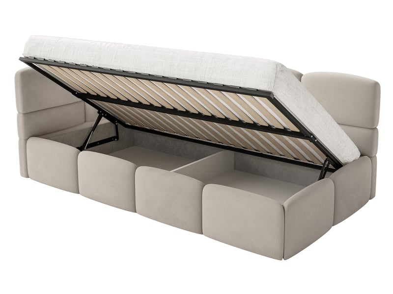 Selsey cloudy – lit ado 90x200, tête de lit à gauche, velours beige clair CLOUDY - Conforama D