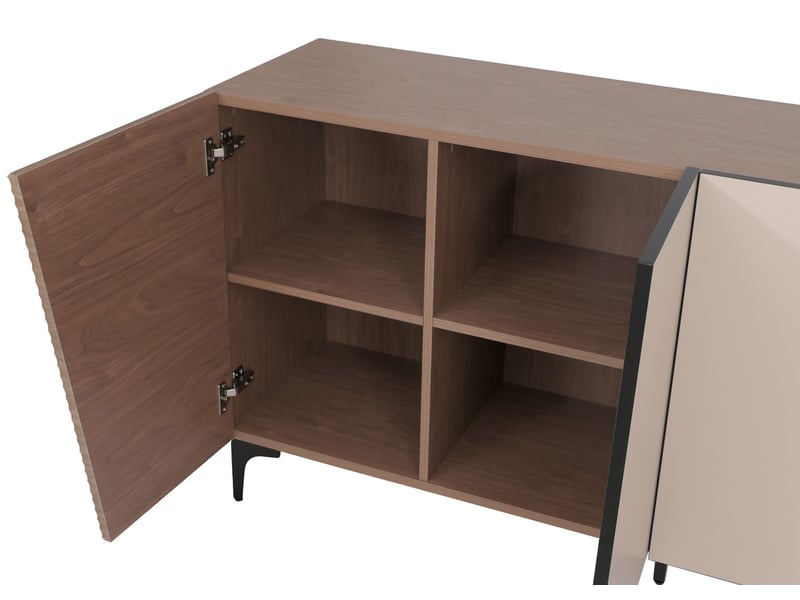  Buffet hwc-q83, commode, portes à structure 3d, compartiments de rangement, mdf mélaminé, 80 x 160 x 42 cm - aspect noyer clair  - Conforama E