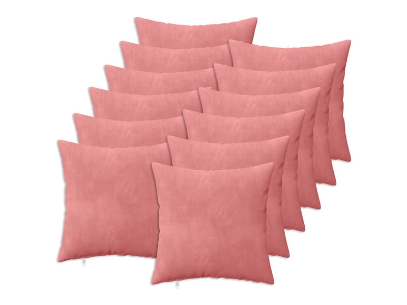  Lot de 12 coussins avec oreiller, coussins décoratifs heerlen rose velours cf50143  - Conforama B