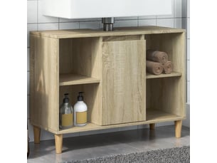 Meuble salle de bain rangement, commode chêne sonoma 80x33x60cm bois d'ingénierie shl5863