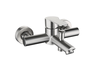 Corps de robinet de baignoire triple, acier inoxydable 304, argent brossé