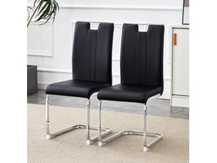 Lot de 2 chaises de salle à manger en pu noir