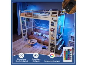 Lit mezzanine 90x200 cm <strong>ZOVIRA</strong> <strong></strong> coloris blanc