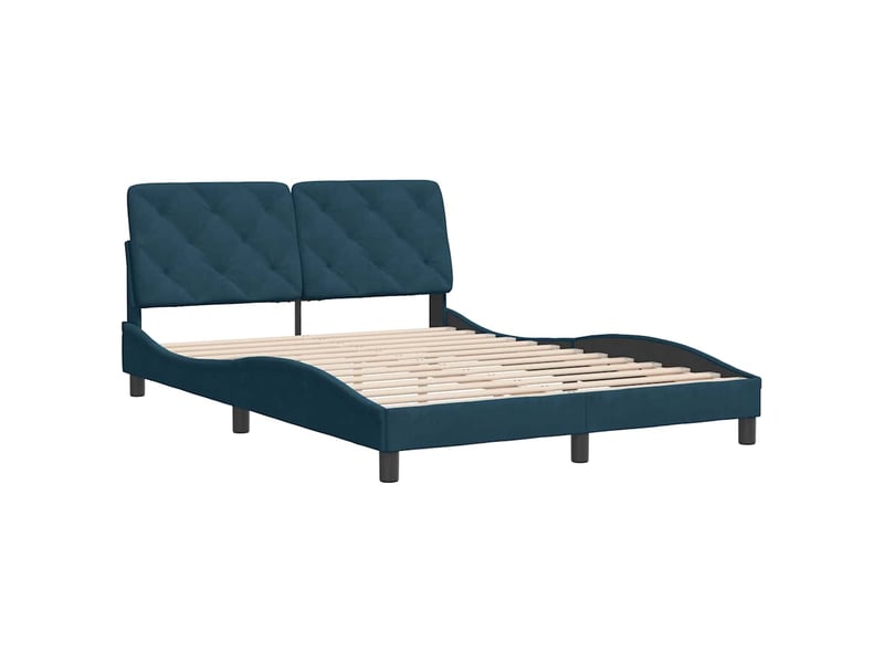  Lit double- lit adulte -  cadre de lit sans matelas bleu 140x200 cm velours  - Conforama B