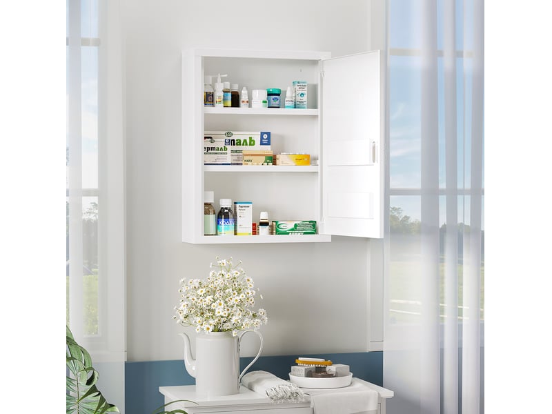  Armoire à pharmacie murale 40 x 15 x 53,5 cm – blanche – verrouillable, 3 compartiments intérieurs  - Conforama B