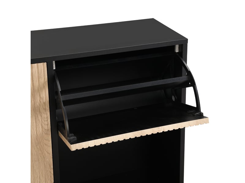  Meuble à chaussures pour l'entrée 12 paires avec banc à langer caché et 3 étagères à chaussures,noir meuble à chaussures noir - Conforama E