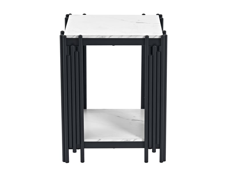 Table de chevet moderne à 2 niveaux ouverte en mdf effet marbre avec cadre métal noir pour chambre 43 × 40 × 54,7 cm - Conforama A