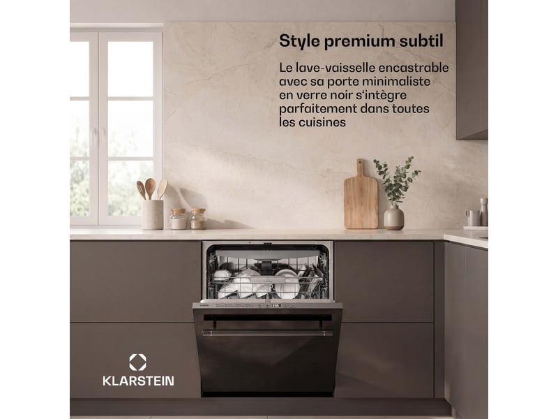  Klarstein luxara lave-vaisselle encastrable 8 programmes technologie aqua-stop 1900 w 60 cm noir  - Conforama B