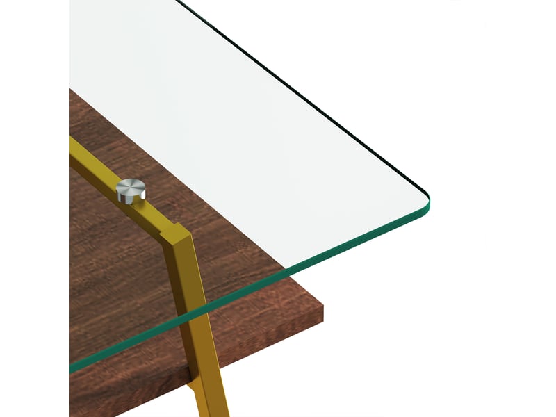  Table basse rectangulaire en verre trempé avec pieds en métal pour salon 98×58×42,5 cm rose poudré et doré  - Conforama D