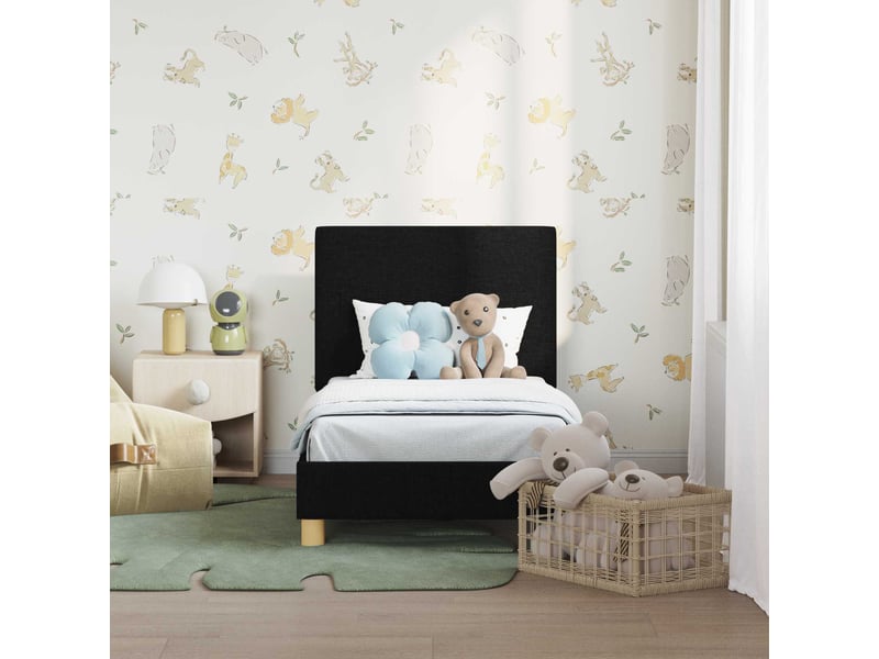  Lit simple- lit adulte -  cadre de lit pour tout-petit avec tête de lit noir 70 x 140 cm  - Conforama B
