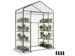 Serre de jardin 8 étagères bâche transparente pvc porte enroulable 143 x 73 x 195 cm - transparent