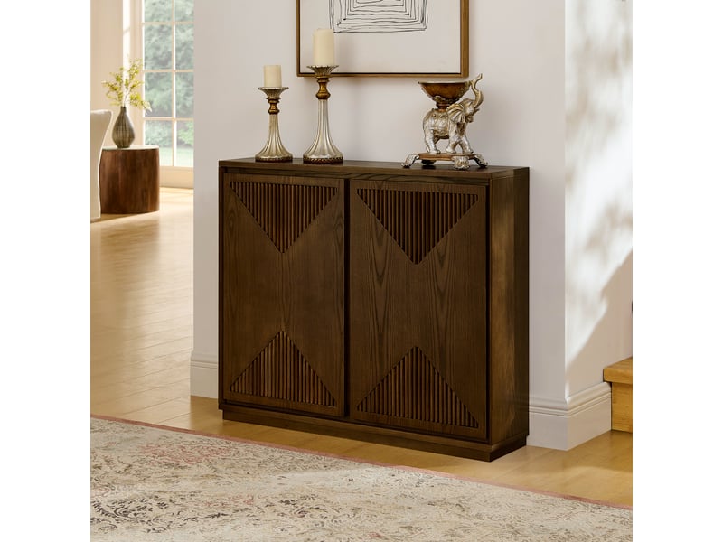  Buffet,99,06x23,50x82,50 cm,2 portes et rangement,mdf,marron  - Conforama D