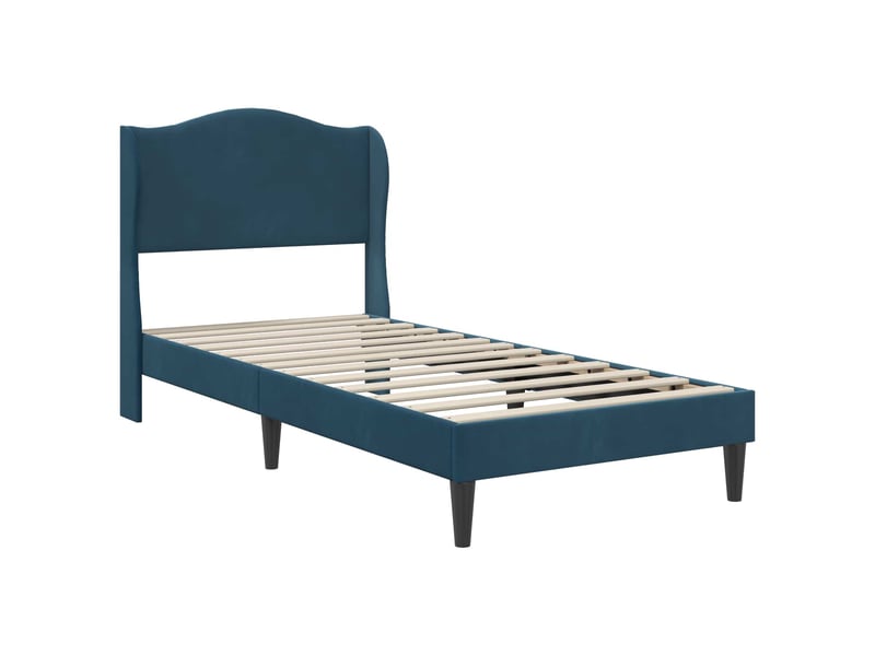 Lit simple- lit adulte - cadre de lit avec tête de lit bleu 100 x 200 cm velours - Conforama C