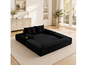 Canapé droit compressé convertible <strong>MODENVIE</strong> <strong></strong> 2 places Velours côtelé noir
