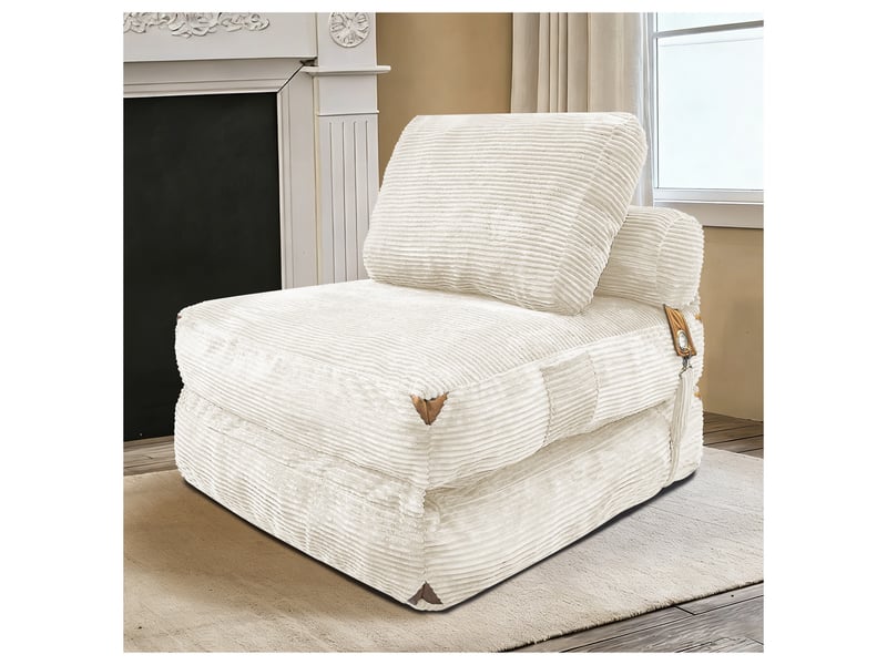  Fauteuil lounge moderne 1 place avec rangement intégré et franges décoratives  - Conforama B
