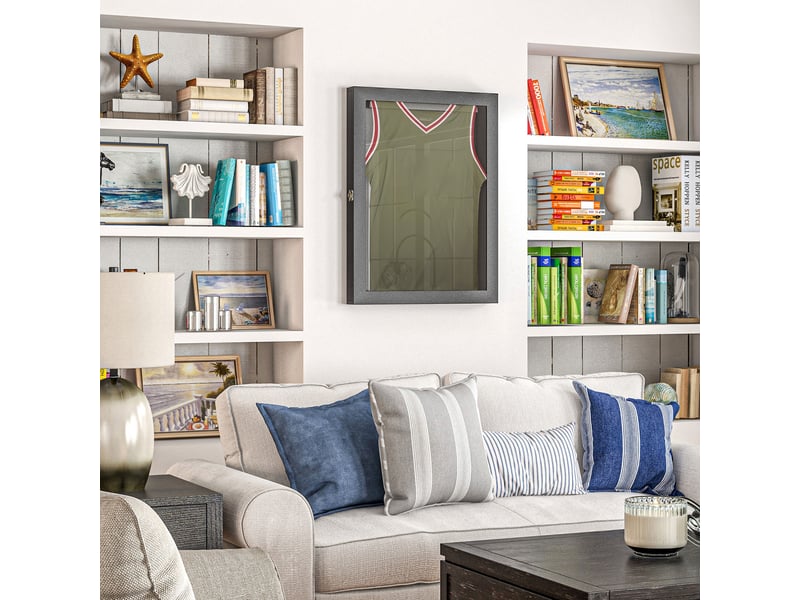  Frame box t-frame cadre pour maillot porte acrylique doublure interne feutre 71 x 6,5 x 89 cm noir  - Conforama C