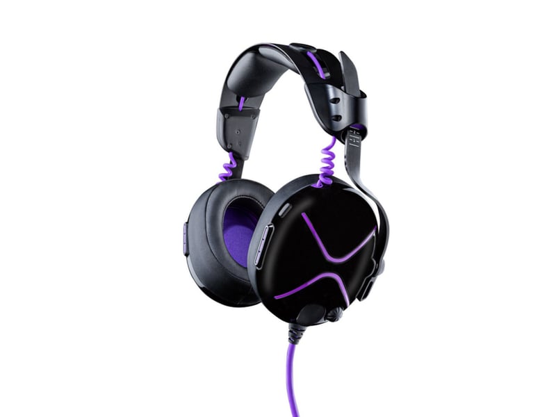  Casque gaming filaire 50 mm ps5 ps4 arceau micro amovible noir violet  - Conforama A