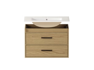 Meuble de salle de bains 75 cm effet chêne clair avec 2 tiroirs