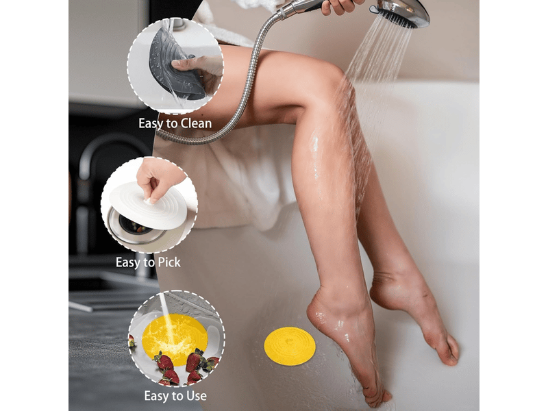  Grand bouchon de vidange jaune en silicone — adapté aux douches, baignoires et éviers — 1 pièce  - Conforama B