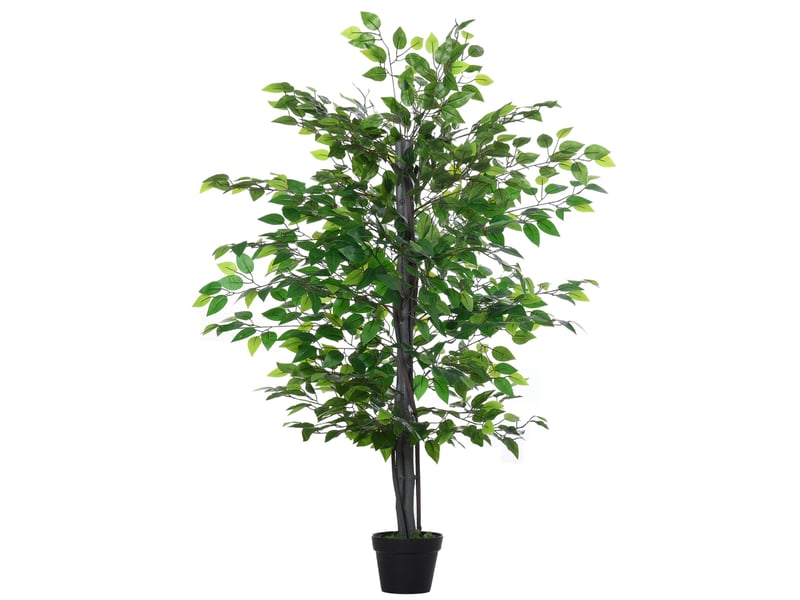  Plante artificielle ficus banyan 20 x 145 cm – vert – pot noir inclus et 756 feuilles décoratives  - Conforama A