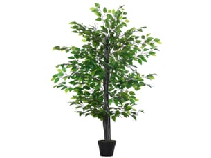 Plante artificielle ficus banyan 20 x 145 cm – vert – pot noir inclus et 756 feuilles décoratives