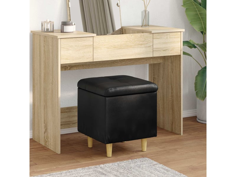  Ottoman, repose pied salon avec rangement noir 40x40x45 cm simili cuir  - Conforama B
