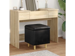 Ottoman, repose pied salon avec rangement noir 40x40x45 cm simili cuir