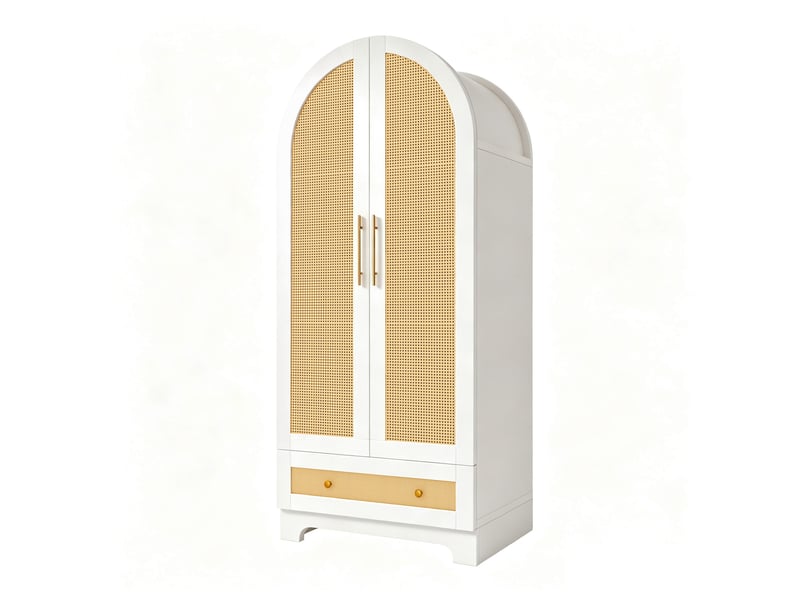  Armoire modenvie 2 portes 70 x 55 x 170 cm avec 2 tiroirs blanc bois  - Conforama A