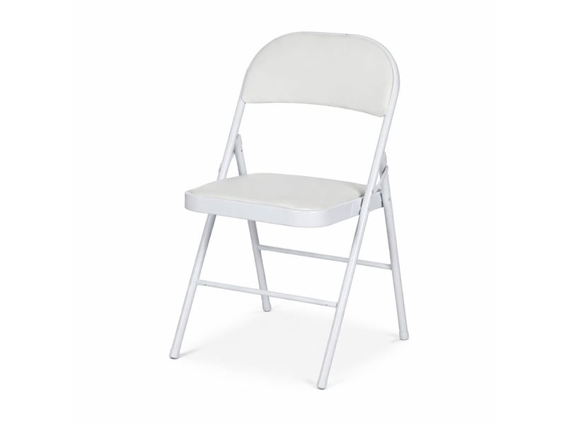 Chaises pliantes de bureau avec dossier rembourré, lot de 4, revêtement simili cuir et piètement acier  - Conforama A