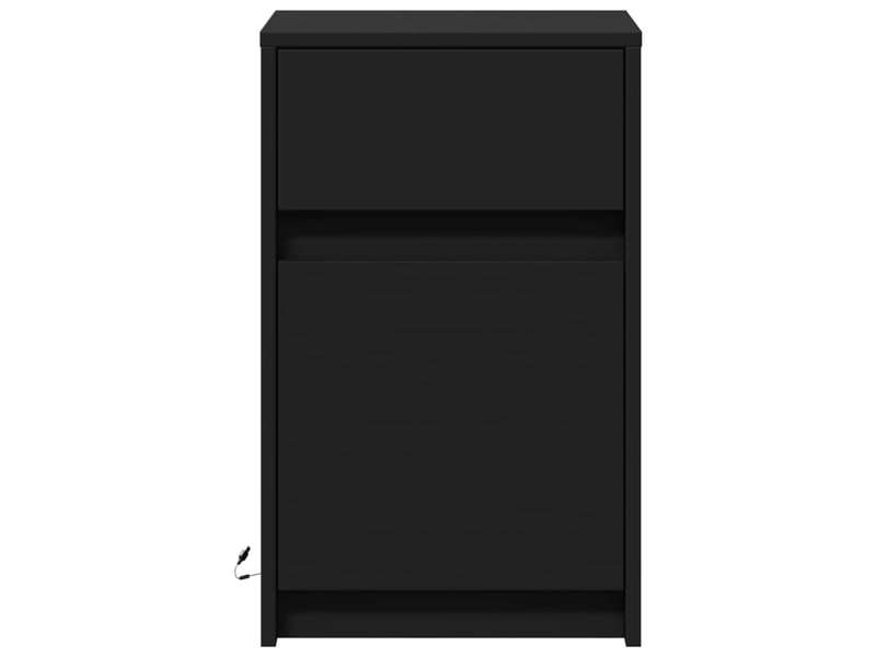  Table de chevet - cabinet de chevet - table de nuit avec lumières led noir bois d'ingénierie  - Conforama E