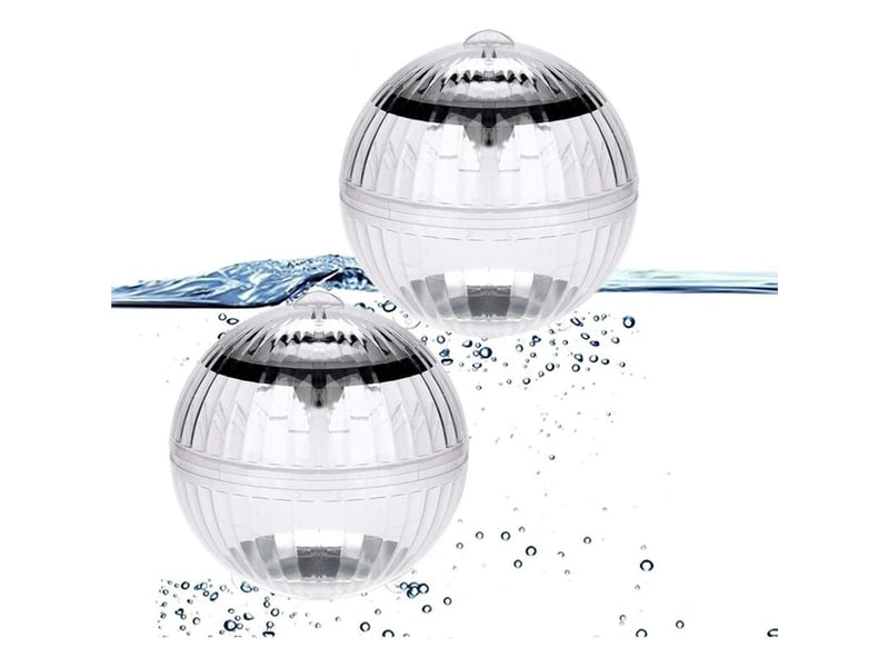  Projecteur de piscine solaire avec deux lumières led flottantes, changement de couleur automatique, étanche et sphérique, transparent HRC0001114LY - Conforama A