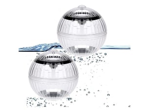 Projecteur de piscine solaire avec deux lumières led flottantes, changement de couleur automatique, étanche et sphérique, transparent