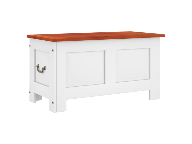  Coffre de rangement, boîte de rangement et couvercle marron et blanc bois d'acacia shl1650  - Conforama A