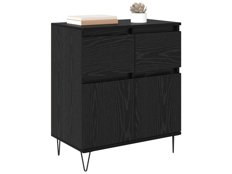  Buffet - bahut - meuble de rangement chêne noir 60 x 35 x 70 cm bois d'ingénierie et fer  - Conforama C