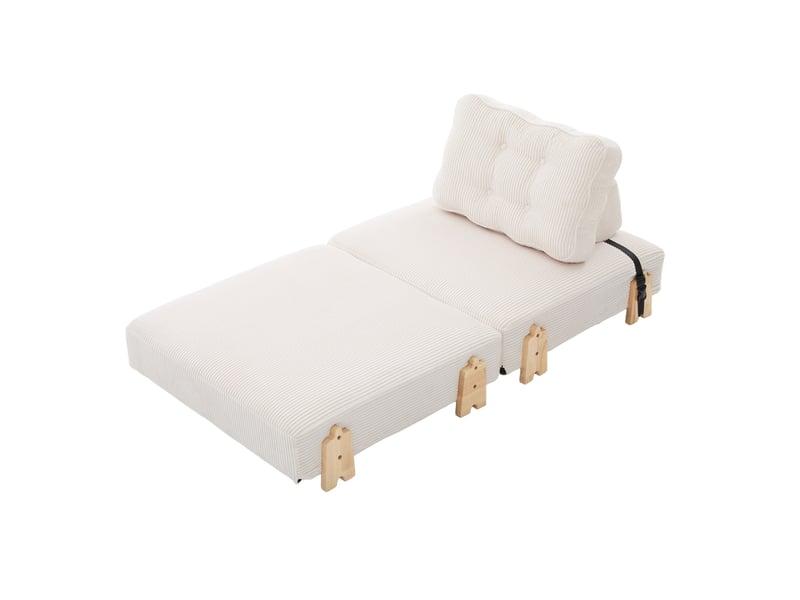  Fauteuil convertible 90x86x84 cm en velours côtelé beige sans matelas  - Conforama A