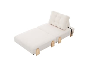 Fauteuil convertible 90x86x84 cm en velours côtelé beige sans matelas