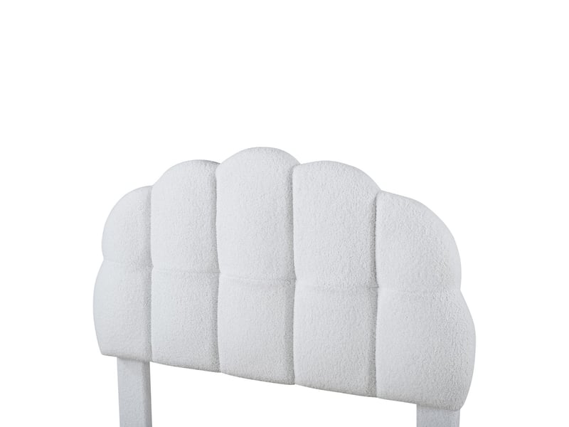  Lit rembourré 90 x 200 cm tête de lit nuage, bouclé doux blanc - lit simple - sommier inclus, design enfant, chambre moderne, stable  - Conforama D