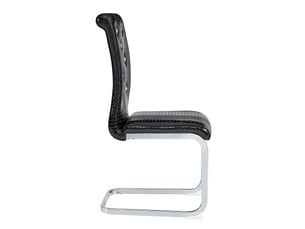 Chaises de salle à manger lot de 2 avec dossier ergonomique - pieds en c métal chromé, pvc noir