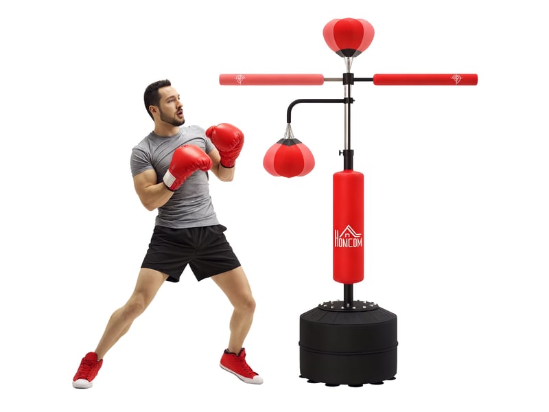  Support de sac de frappe autoportant 4 en 1, hauteur réglable de 160 à 230 cm, rouge  - Conforama A