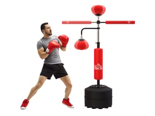 Support de sac de frappe autoportant 4 en 1, hauteur réglable de 160 à 230 cm, rouge