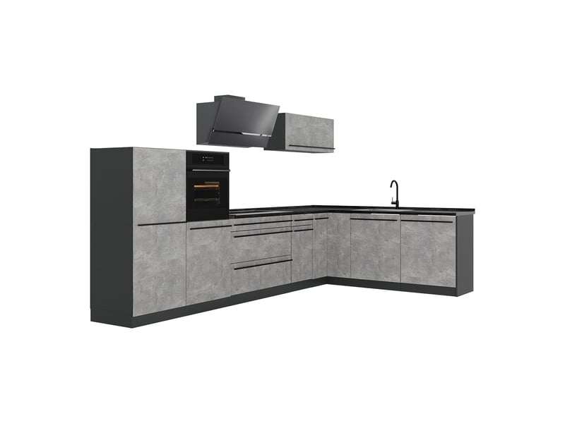  Vicco cuisine en angle, bétonanthracite, 347 x cm plan de travail anthracite  - Conforama A