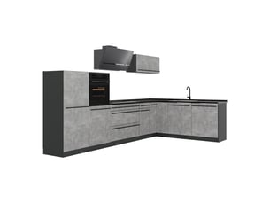 Vicco cuisine en angle, bétonanthracite, 347 x cm plan de travail anthracite