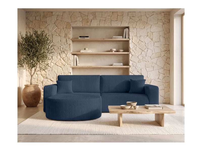  Kiara - canapé d'angle compact réversible et convertible 4 places en velours côtelé épais  - Conforama B