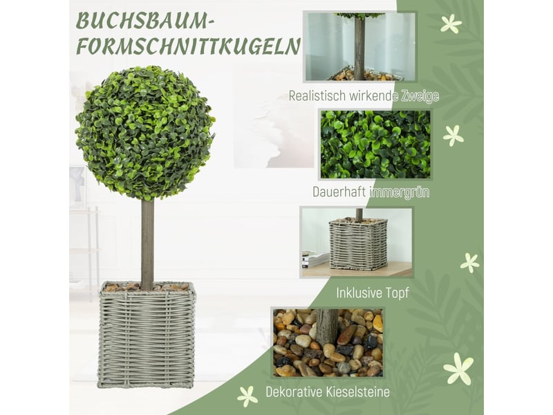 Mur végétal artificiel en buis uv pour intérieur et extérieur en plastique vert 50 cm - Conforama E