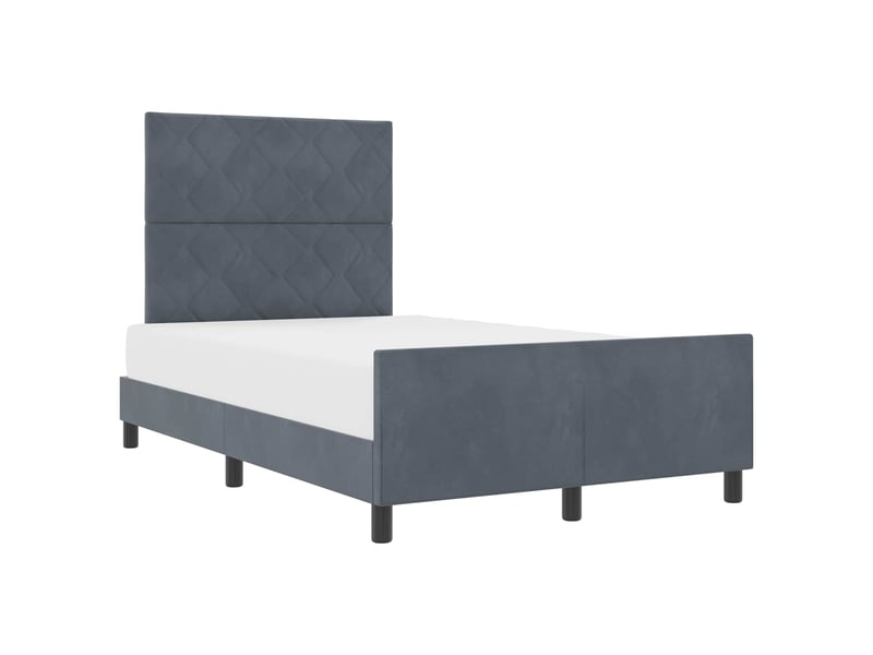 Lit double- lit adulte -  lit à ressorts avec tête de lit gris foncé 120 x 190 cm velours  - Conforama A