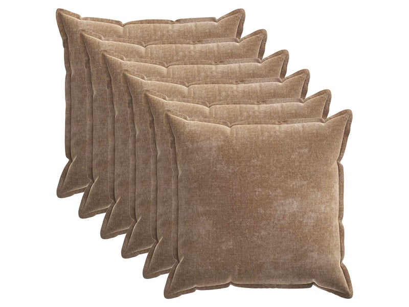  Lot de 6 housses de coussin houten marron 60 x 60 cm tissu chenille cf49849  - Conforama A