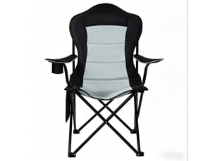 Chaise de plage pliante 84x62x110 cm avec porte-gobelet métal noir